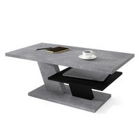COUCHTISCH rechteckig Beton - Schwarz mit Ablage - Hellgrau/Schwarz, Holzwerkstoff (60/110/45cm) - designimpex
