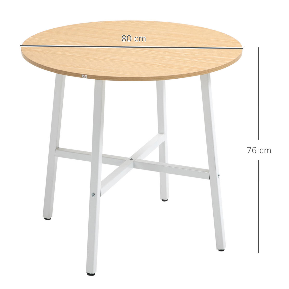 JEDÁLENSKÝ stôl Ø80/76 cm z preglejky v prírodnom dekore - hnedá, kompozitné drevo (80/80/76cm) - BEAOK