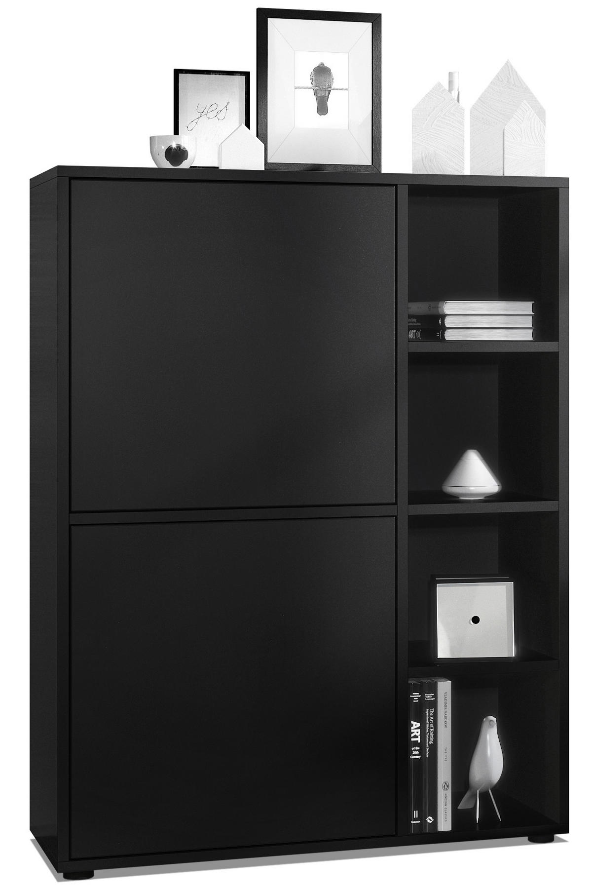 HIGHBOARD Cuba Türen in Schwarz matt - Schwarz, Holzwerkstoff (79/105.5/35.5cm) - Vladon