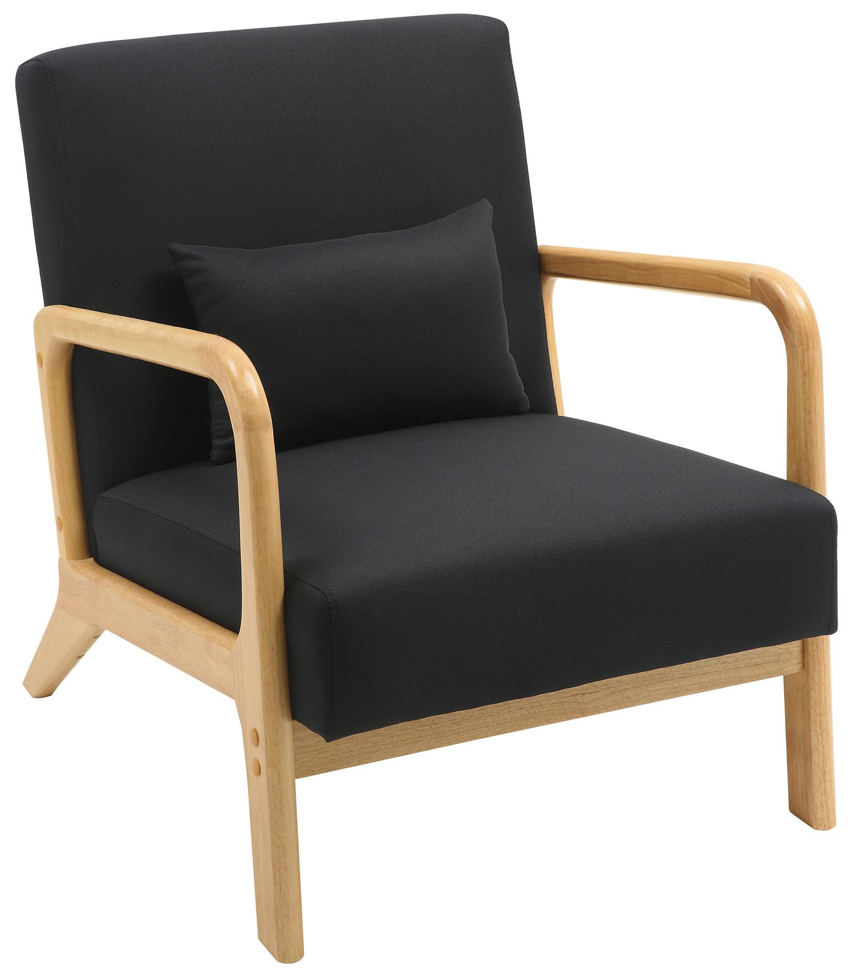 SESSEL Holz schwarz - Eukalyptusholzfarben/Schwarz, Holz/Textil (64/74/80cm) - CLP