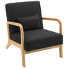 SESSEL Holz schwarz - Eukalyptusholzfarben/Schwarz, Holz/Textil (64/74/80cm) - CLP