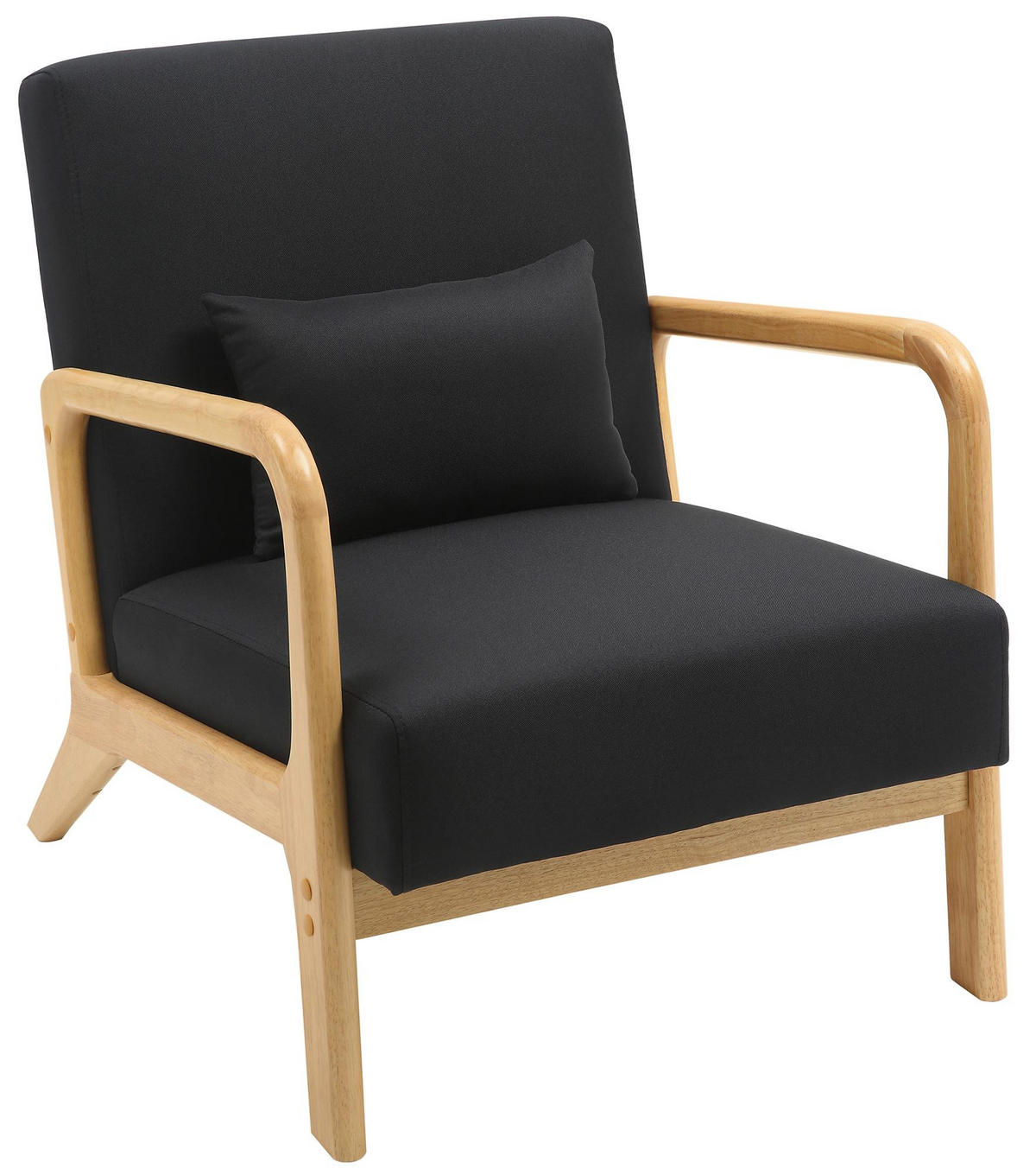 SESSEL Holz schwarz - Eukalyptusholzfarben/Schwarz, Holz/Textil (64/74/80cm) - CLP