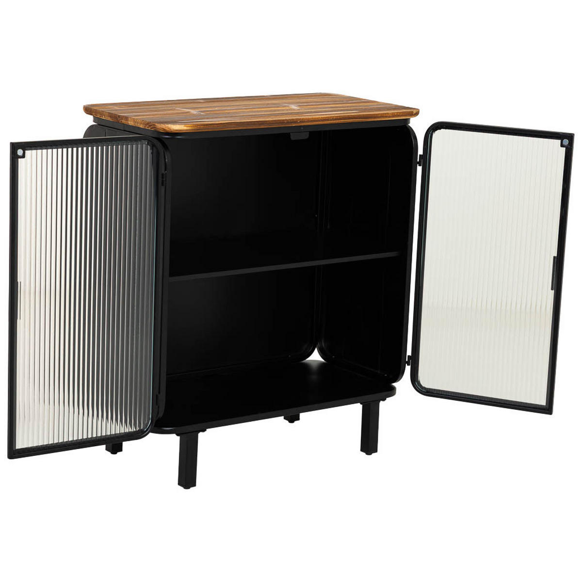 VITRINE aus Metall und Holz und Glas, schwarz, 72x37x81cm - Schwarz, Holz (72/81/37cm) - Wanderlust