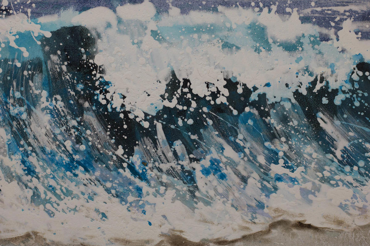 ACRYLBILD HANDGEMALT 120/80 cm - Blau, Holz/Textil (120/80cm) - KUNSTLOFT