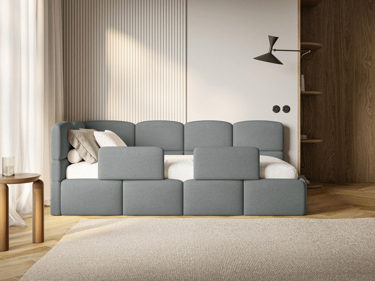 KINDERBETT Cloudy Dunkelgrau 120 cm, Chenille - Dunkelgrau/Schwarz, Kunststoff/Textil (120/200cm) - Selsey