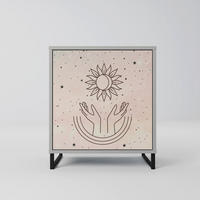 SIDEBOARD DELICATE BEAUTY, Grau, 57,5x42x67,5 cm, Schwarze Metall-Rahmenfüße - Multicolor/Schwarz, Holzwerkstoff/Metall (57.5/67.5/42cm) - SpaceRebels