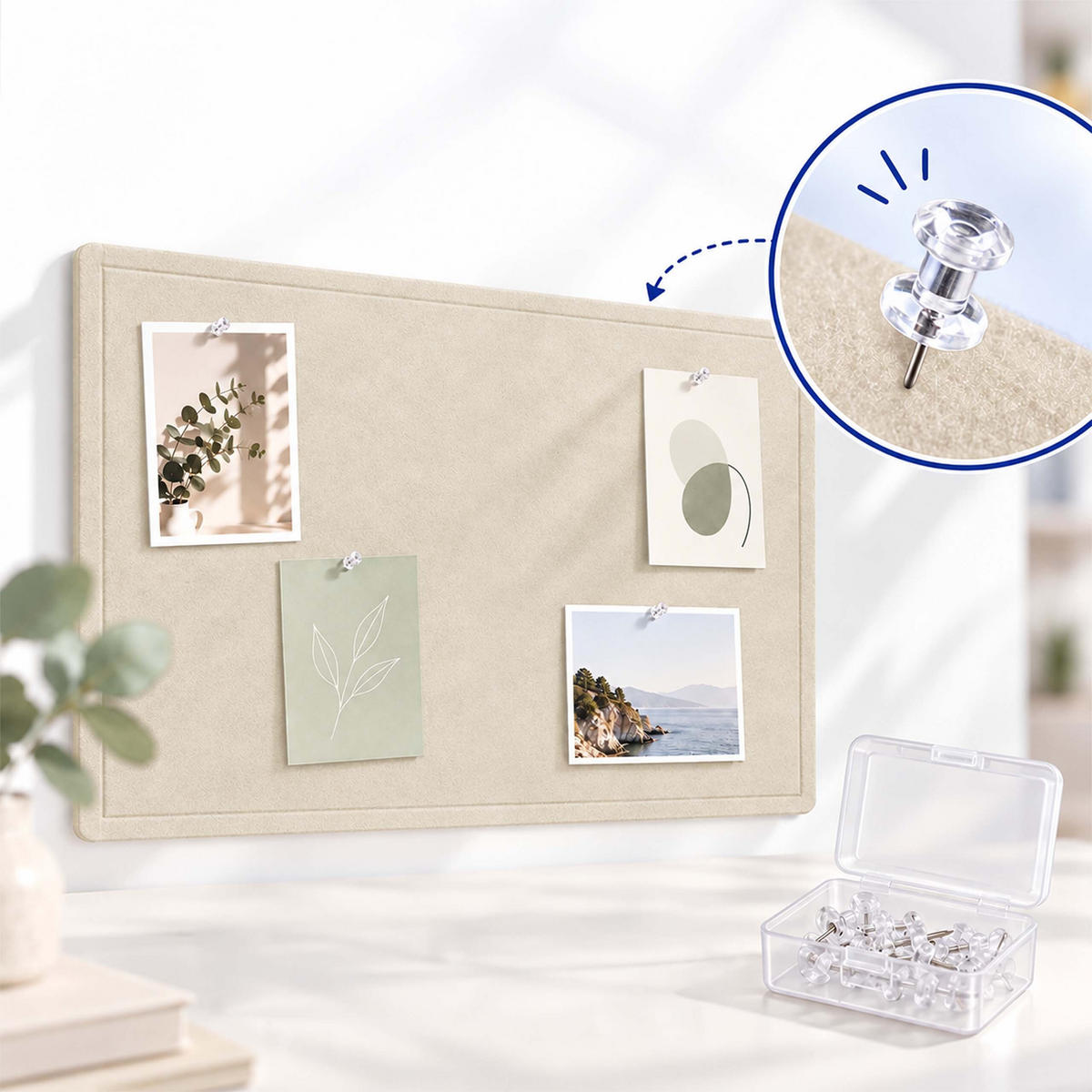 PINNWAND Creme Filz faltbar 84x59 cm - Creme, Textil (59/84/1cm) - Relaxdays