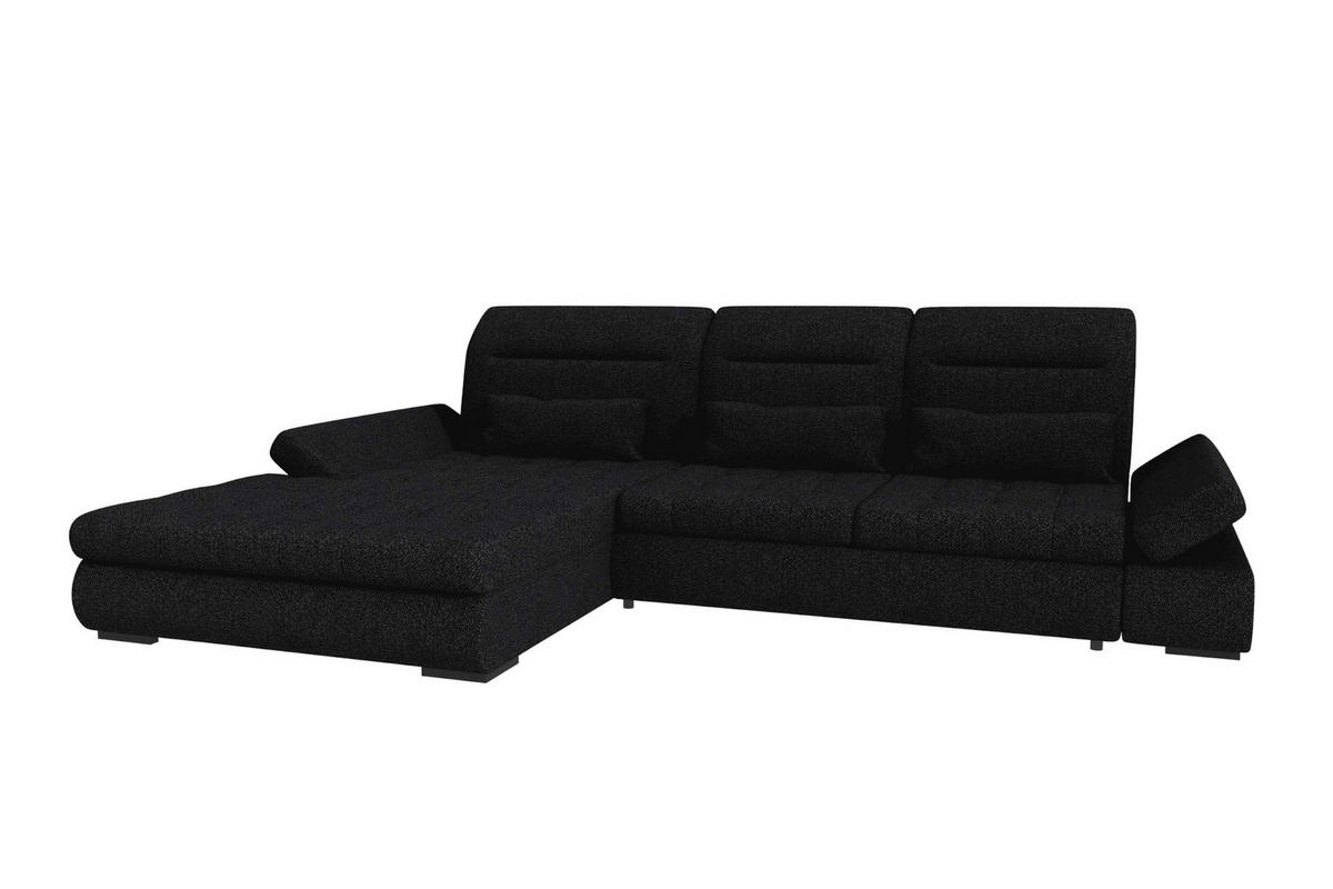 ECKSOFA Toscana Plus Strukturstoff inkl. Schlaffunktion - Schwarz, Textil (179/300cm) - 99rooms