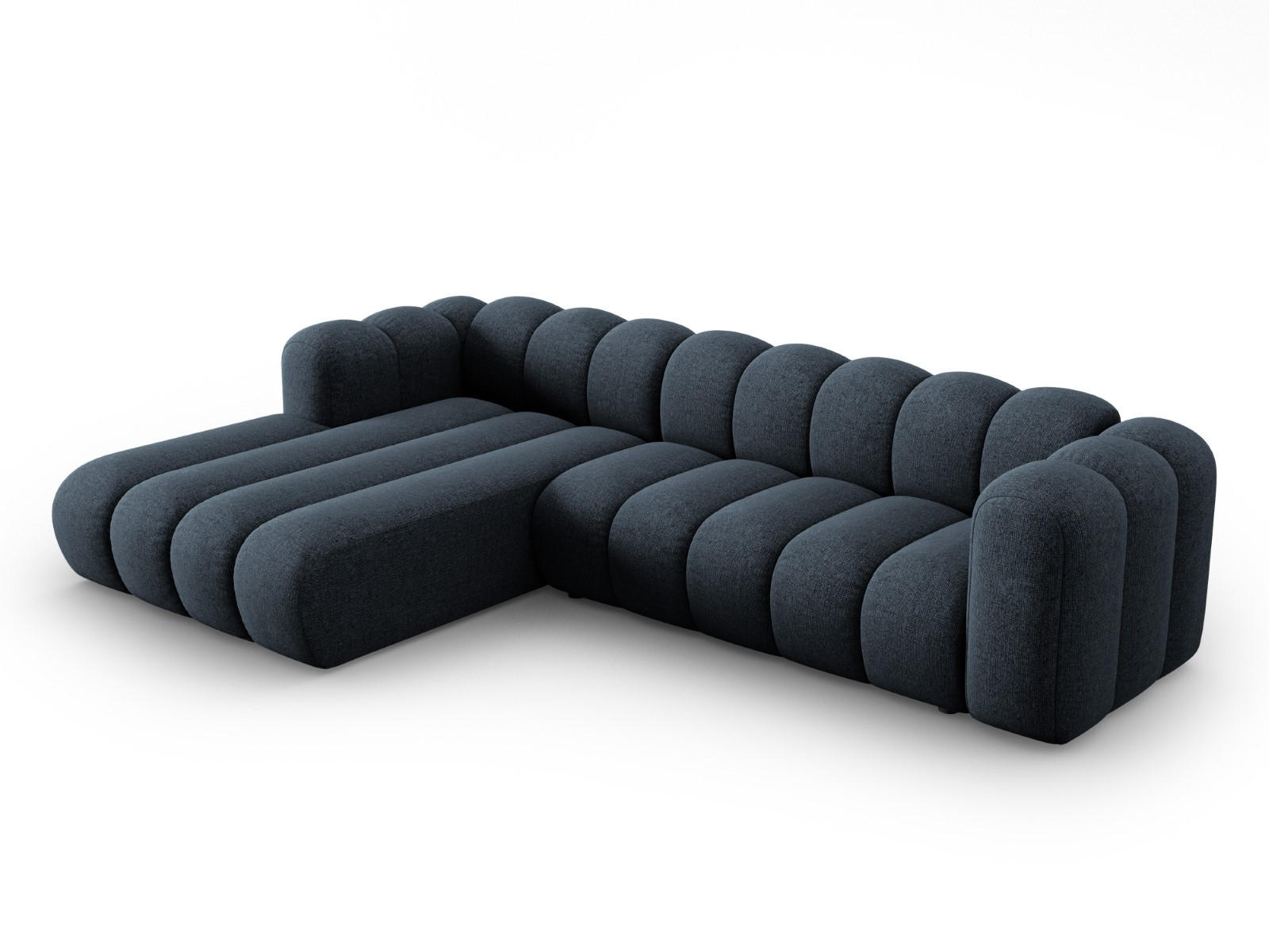 ECKSOFA modular links Lupine aus Chenille-Stoff königsblau 4 Sitzplätze - Dunkelblau, Textil (177/290cm) - Micadoni