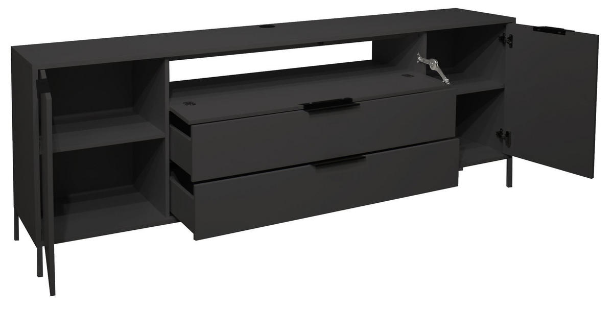 LOWBOARD Erna 216x45x82 Anthrazit matt Lack - Grau, Holzwerkstoff (216/82/45cm) - 58aufmkessel