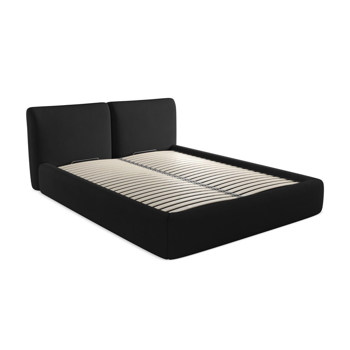 POLSTERBETT mit Bettkasten und Lattenrost 180x228 Schwarz - Schwarz, Kunststoff/Textil (160/200cm) - LaMiaSofa