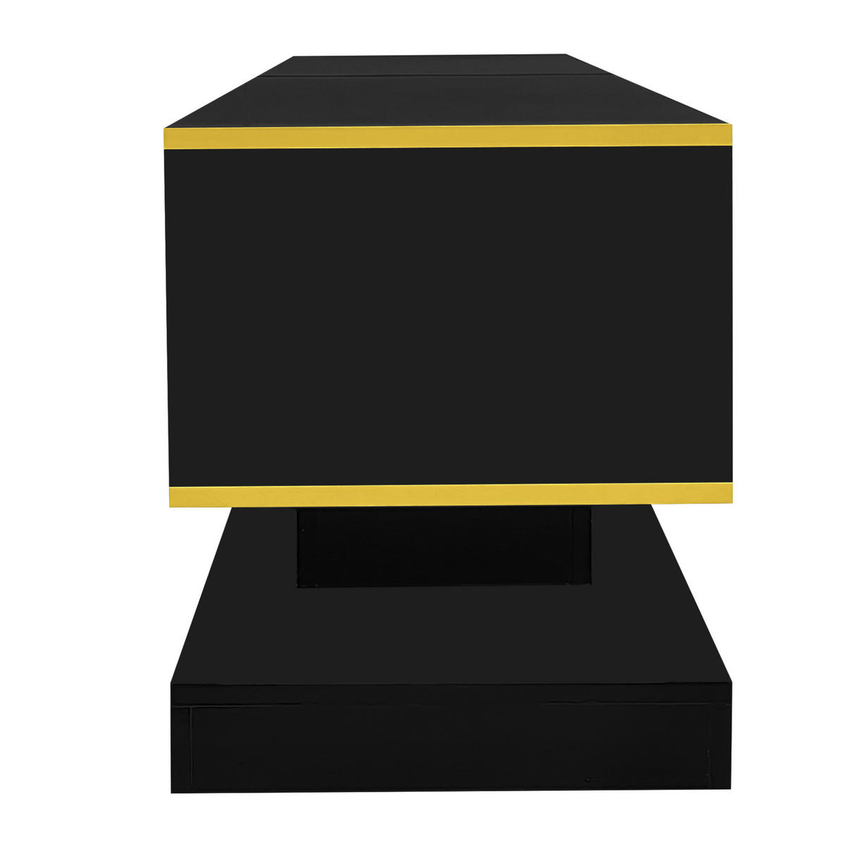 LOWBOARD 180/38/45 cm aus Holzwerkstoff mit LED-Beleuchtung Schwarz/Gold - Schwarz, Holzwerkstoff (180/45/38cm) - Modenvie