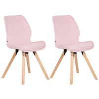 STUHL 2er Set Samt pink - Pink/Eukalyptusholzfarben, Holz/Textil (49/87.5/58cm) - CLP