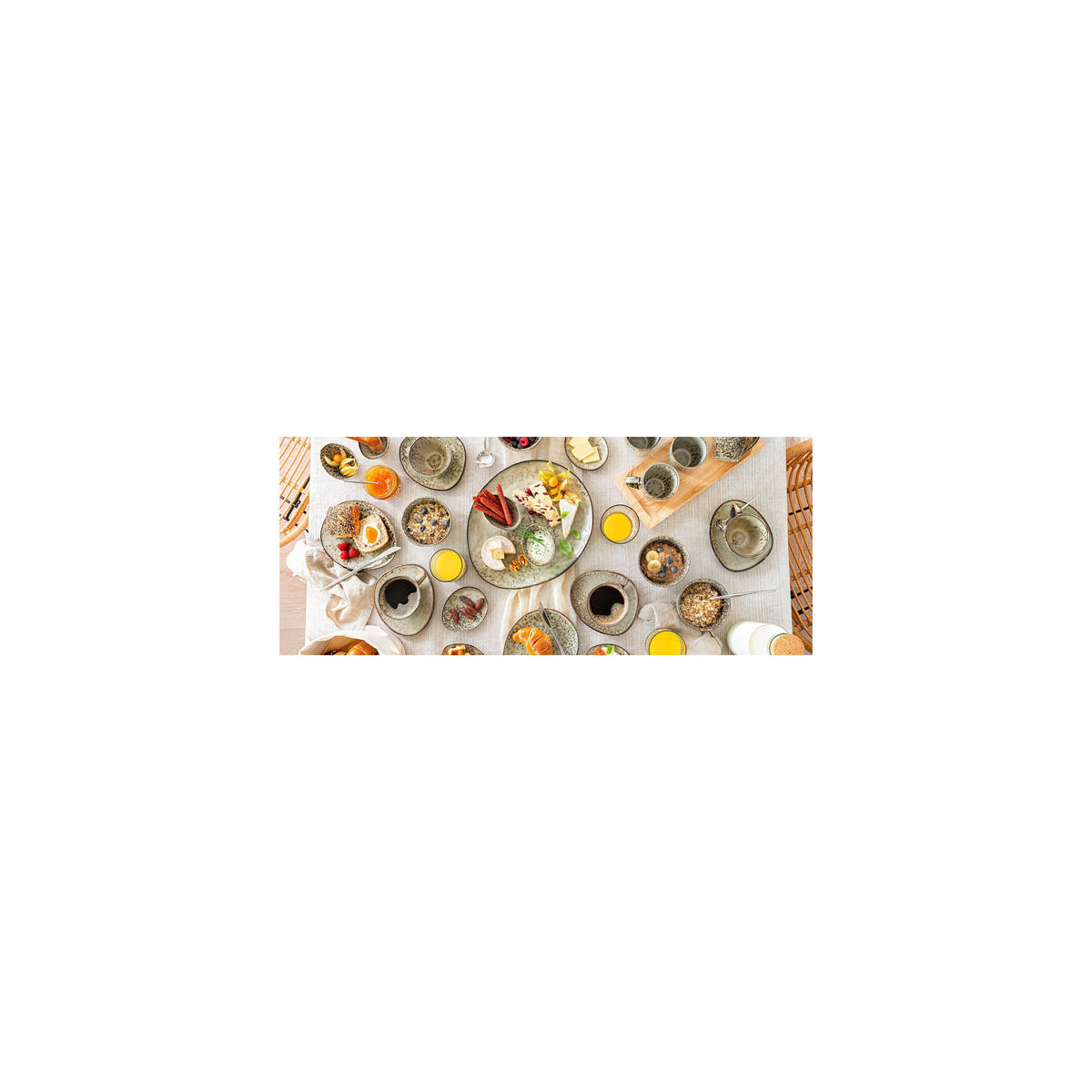 SCHALEN SET POMPEI - 4 teilig aus Steingut - Beige, Keramik (17.5cm) - Sänger