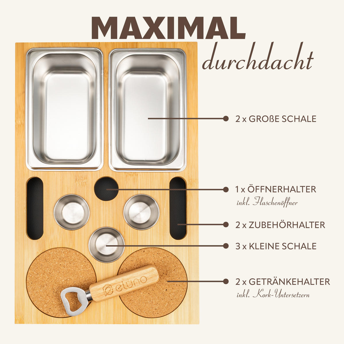 COUCHBAR mit abnehmbarem Deckel, Bambus, grau - Grau, Holz (26/8/40cm) - eluno