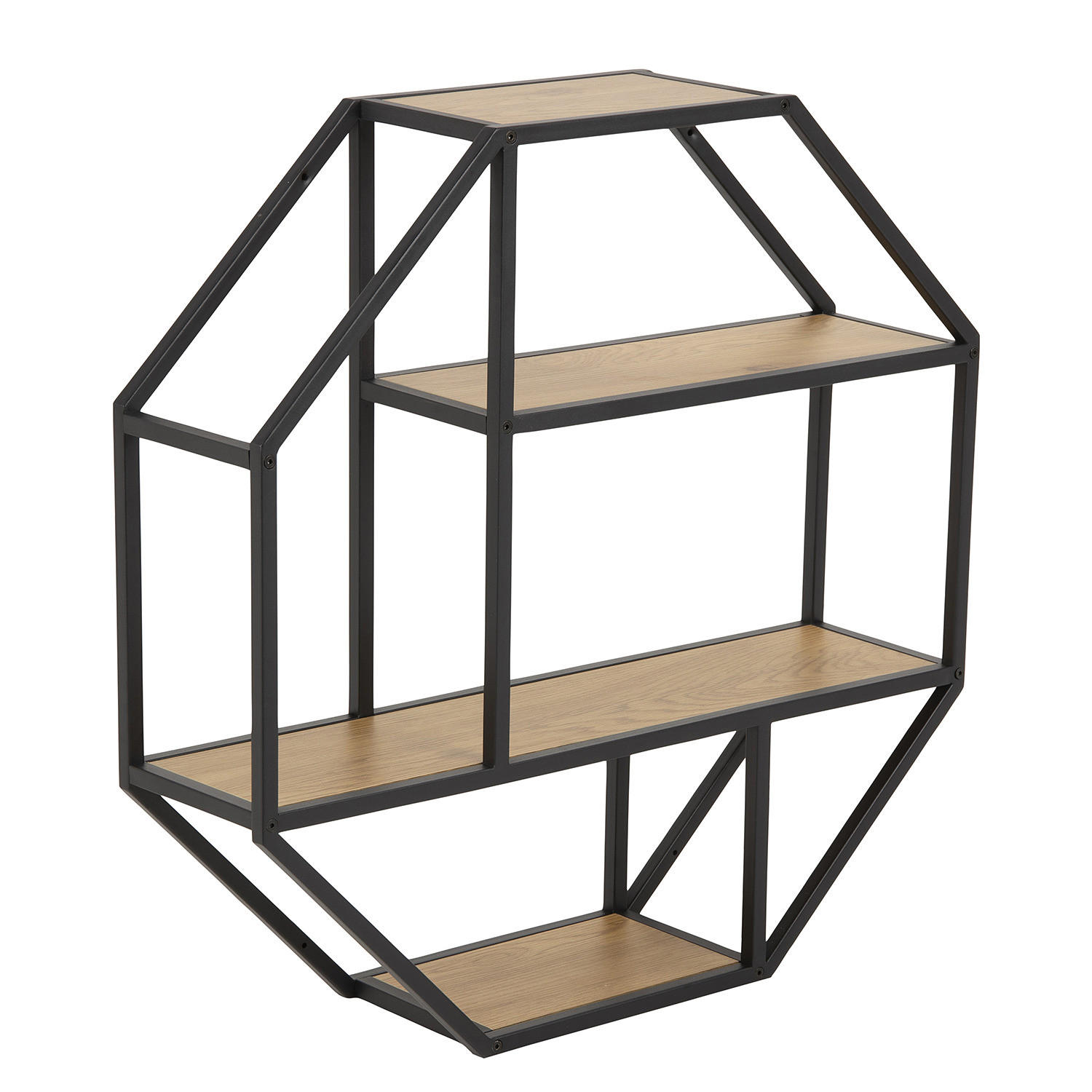 WANDREGAL - Wildeiche, Holzwerkstoff/Metall (77/77/20cm) - home24