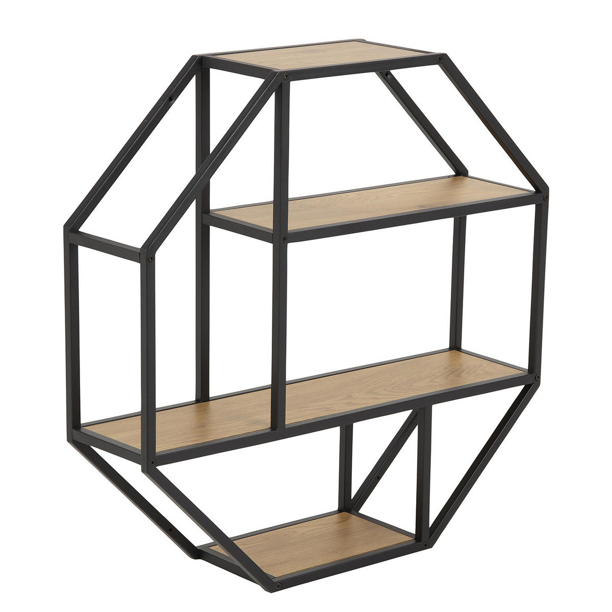 WANDREGAL - Wildeiche, Holzwerkstoff/Metall (77/77/20cm) - home24