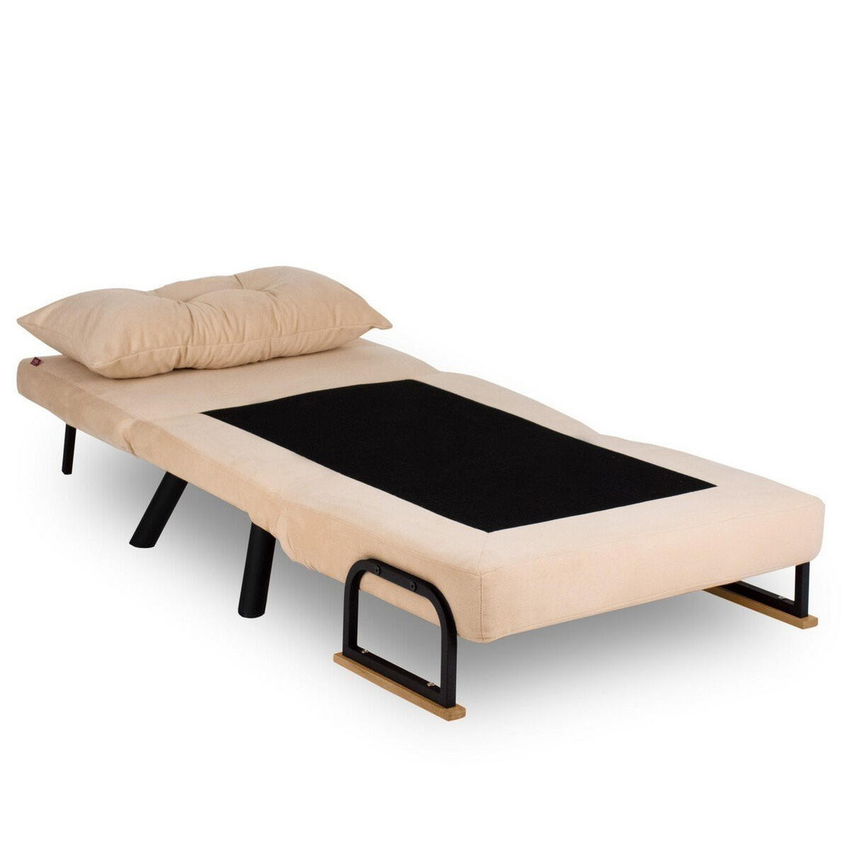 SESSEL mit Stoffbezug und Metallfüßen, umwandelbar 67/50/41 cm - Beige, Metall (50/41/67cm) - Calicosy