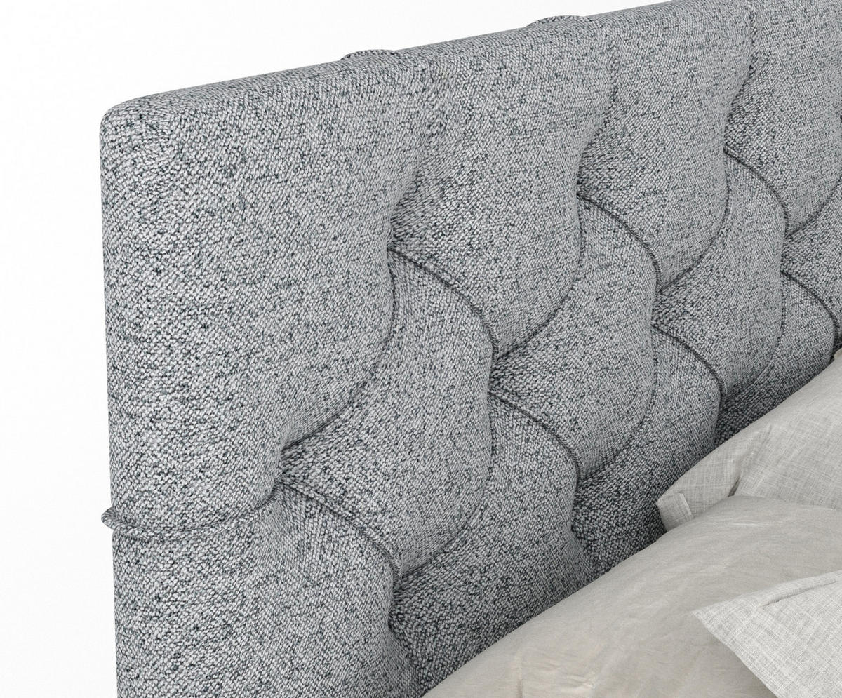 BOXSPRINGBETT Hugo Grau 200/200 cm - Schwarz/Grau, Holz/Holzwerkstoff (200/200cm) - Maison de Reve
