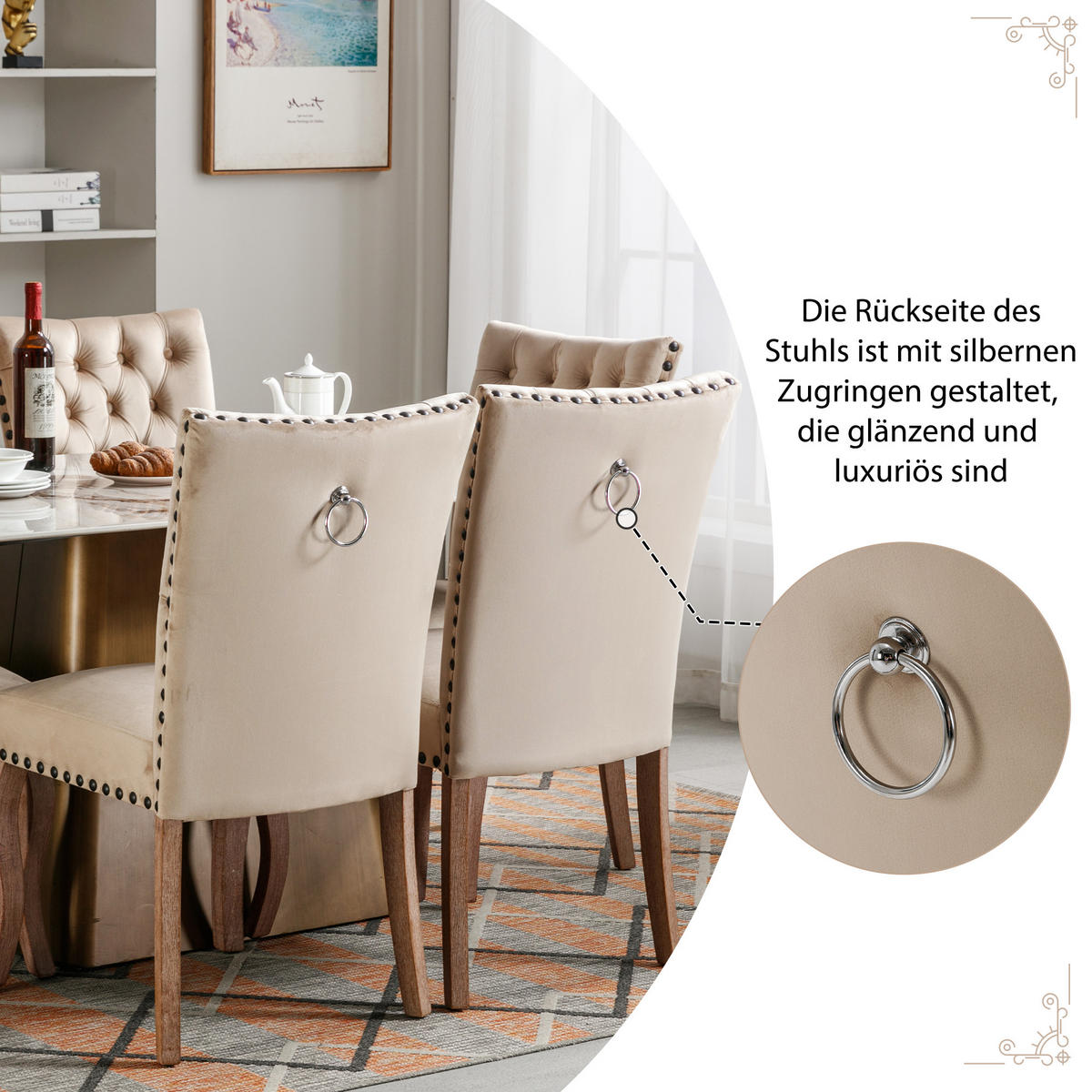 ESSZIMMERSTUHL 2er Set Samt Kamel Polsterstuhl Massivholz Modern - Hellbraun, Textil (49/95/63cm) - FLIEKS