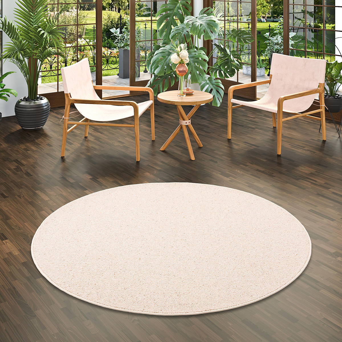 NATUR TEPPICH WOLLE BERBER RUND - Beige, Textil (200/200cm) - Snapstyle