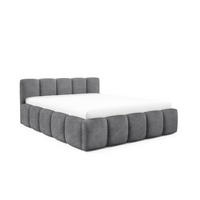 POLSTERBETT QUATTRO, 180x200 cm, Doppelbett mit Bettkasten, Boucle Stoff, Frabe: Dunkelgrau - Dunkelgrau, Holz/Kunststoff (180/200cm)