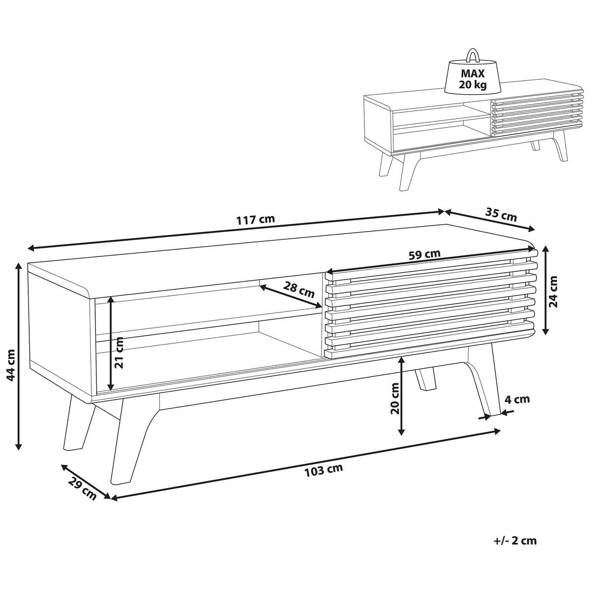 TV-MÖBEL Weiß, DunkelbraunTOLEDO 35/117/44 cm - Weiß, Holzwerkstoff (117/44/35cm) - Beliani