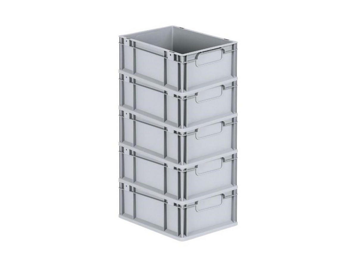 EUROBOX 5x Nextgen Economy Griffe Geschlossen 17x30x40cm 16 Liter - Grau, Kunststoff (30/17/40cm) - PROREGAL