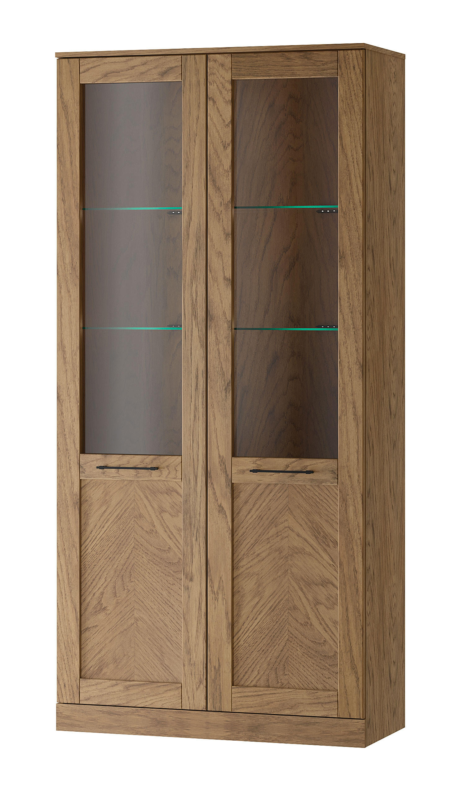 STANDVITRINE Cozy 12 Eiche Rustikal 95 / 42 / 200cm - Eichefarben/Braun, Holz/Metall (95/200/42cm) - Feldmann-Wohnen