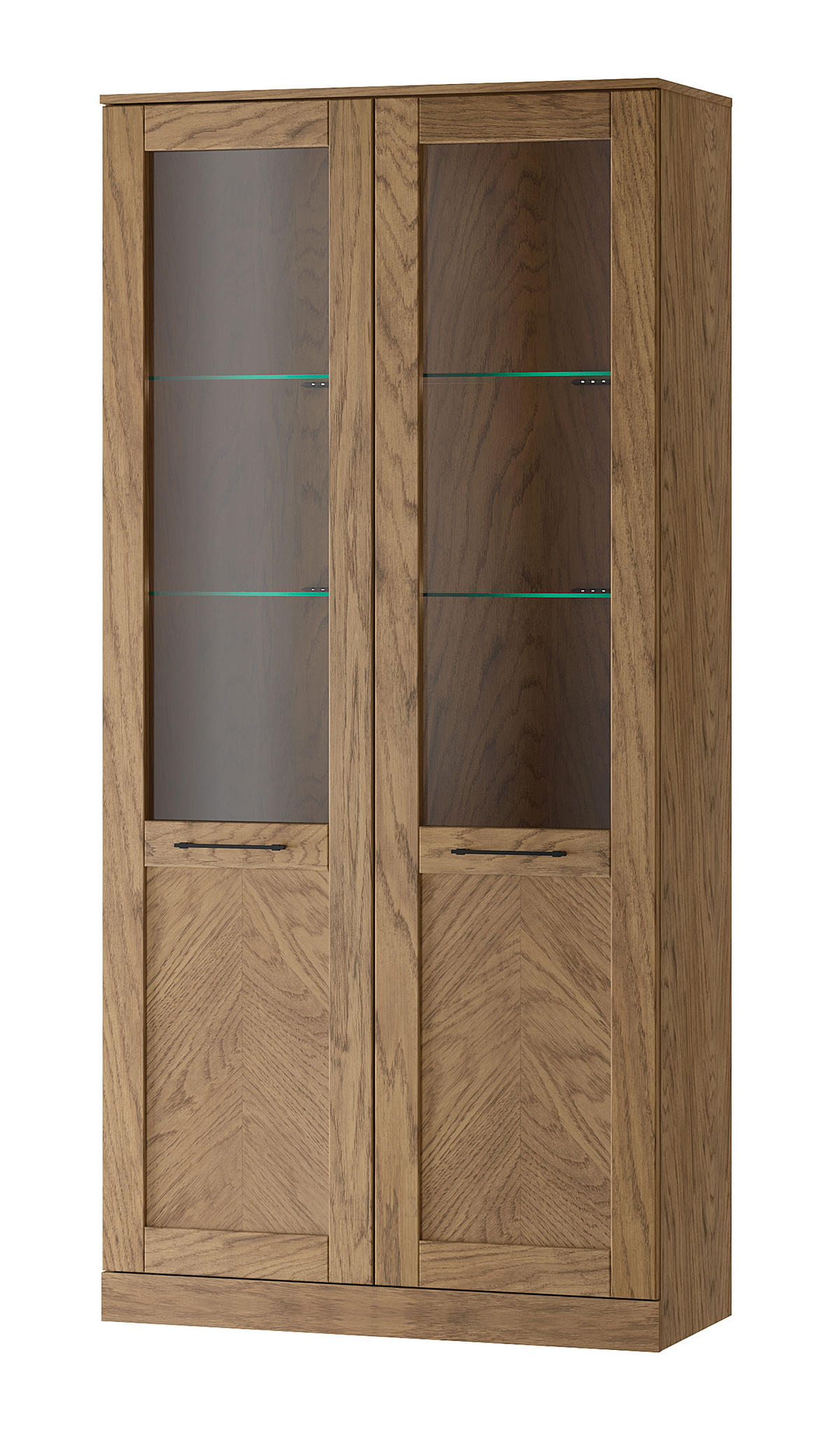 STANDVITRINE Cozy 12 Eiche Rustikal 95 / 42 / 200cm - Eichefarben/Braun, Holz/Metall (95/200/42cm) - Feldmann-Wohnen
