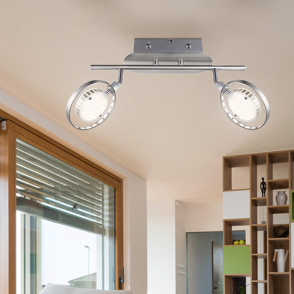 LED DECKENLEUCHTE KATHARINA Silber Nickel matt - Silberfarben, Glas (24.5/24.5/36cm) - Globo Lighting