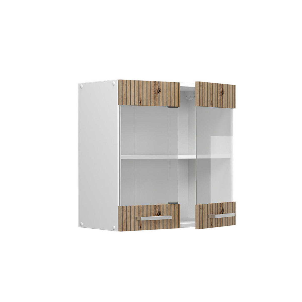 KÜCHENGLASSCHRANK R-Line Artisan-Eiche 60 cm - Weiß/Eiche Artisan, Holzwerkstoff (60/60/31cm) - Vicco