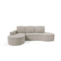 ECKSOFA Flow Kalt Beige, mit Schlaffunktion und Kissen in Curio Stoff, linke seite - Beige, Holzwerkstoff/Textil (277/157cm) - Bettso