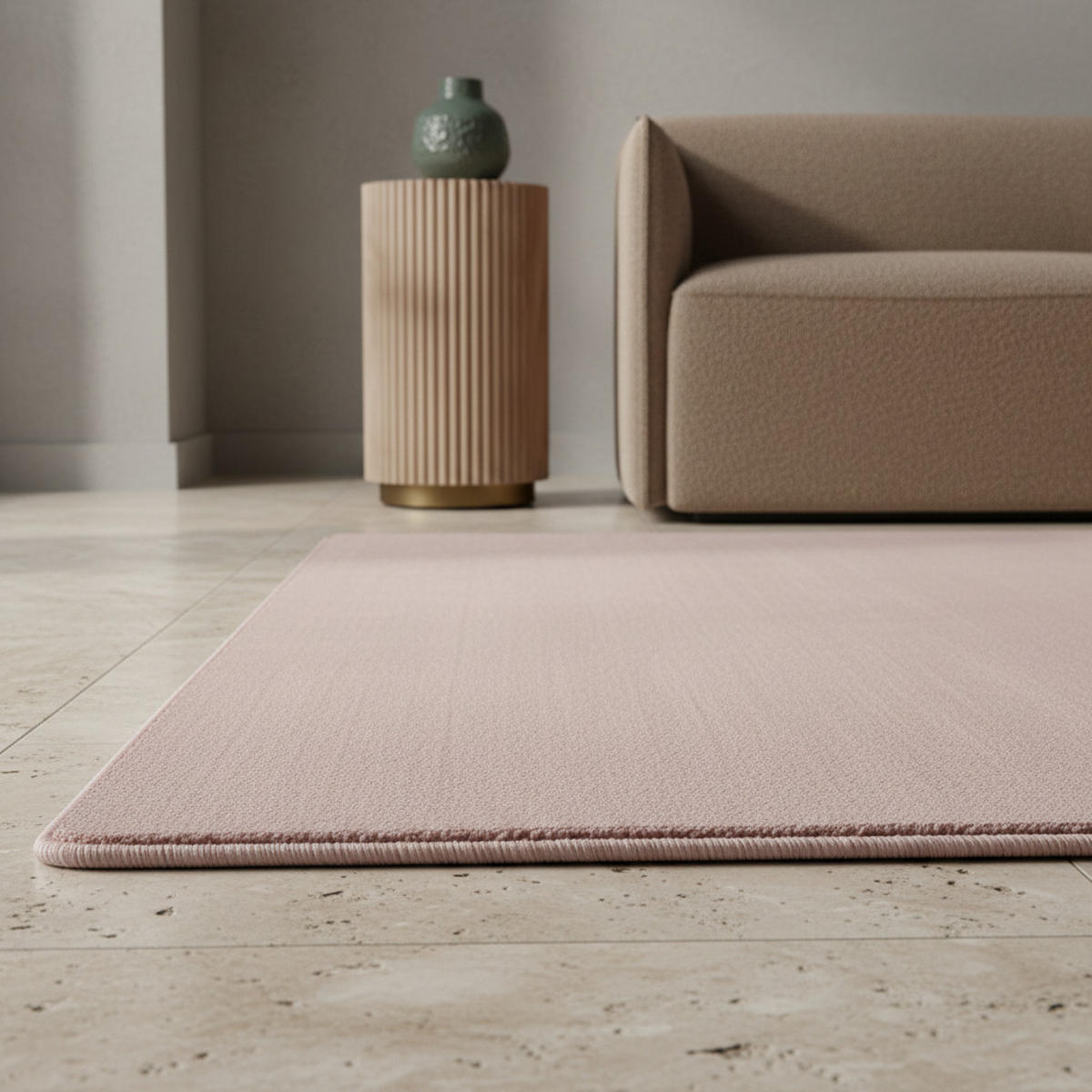 TEPPICH Kurzflor Uni-Farbe Microfaser Antirutsch Wohnzimmer waschbar Rosa Rechteckig 200x290 - Rosa, Textil (200/290cm) - KADIMA DESIGN