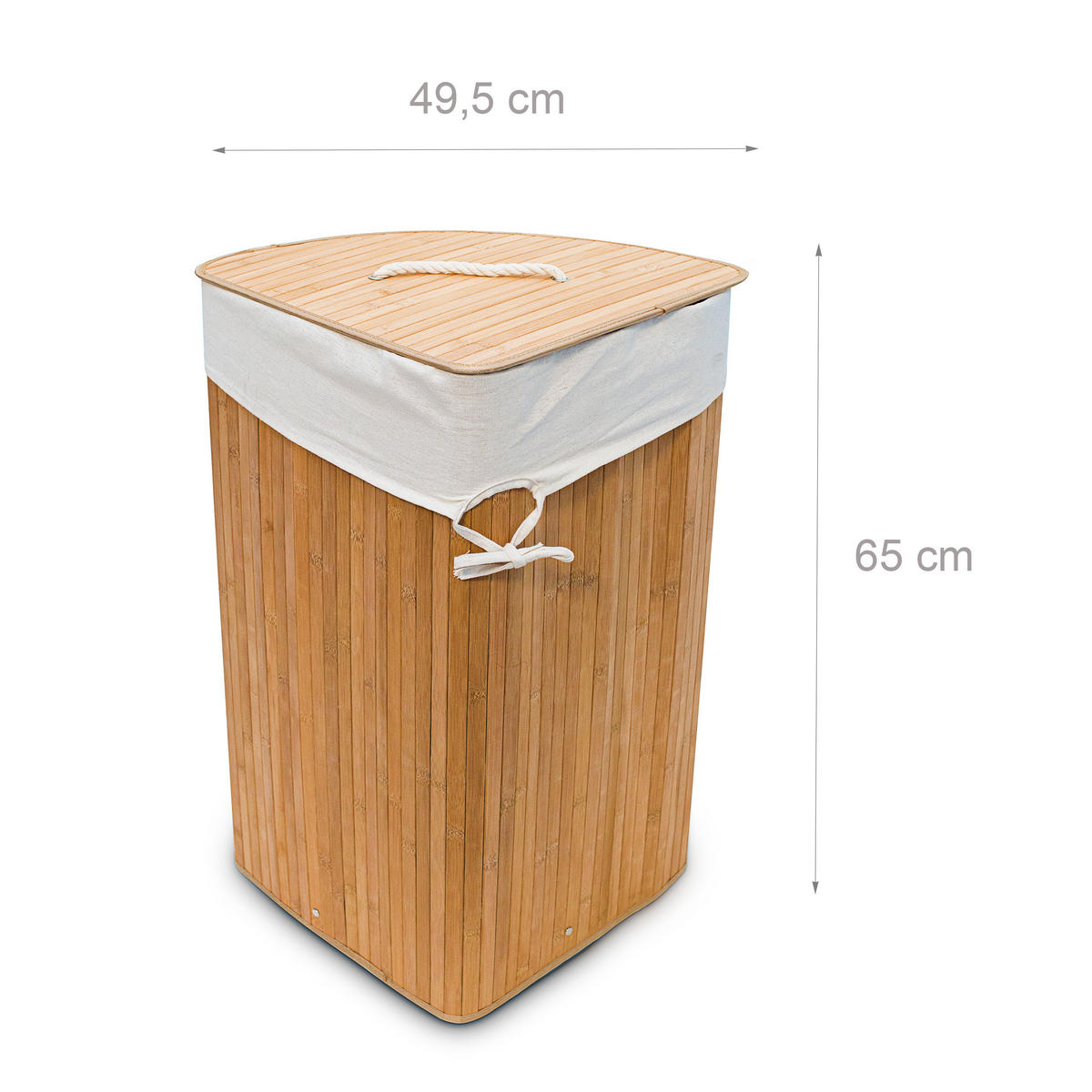 ECKWÄSCHEKORB - Hellbraun, Holz/Textil (49.5/65/37cm) - Relaxdays