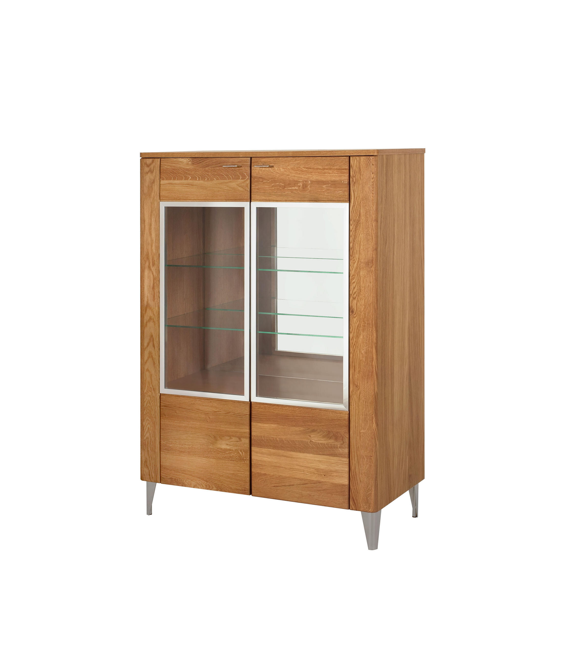 STANDVITRINE Latina Honig Eiche 96 / 42 / 134cm - Honigeiche/Braun, Holz/Metall (96/134/42cm) - Feldmann-Wohnen