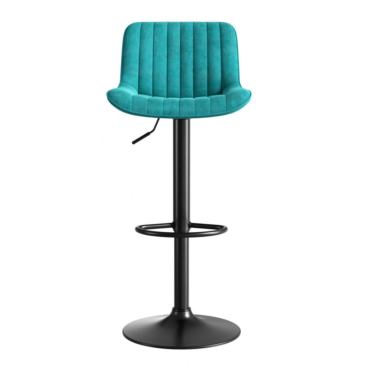 BARHOCKER 4er-Set Blau mit Samtbezug, 360° drehbar und höhenverstellbar - Blau, Metall (47/86/46cm) - PANGIVO