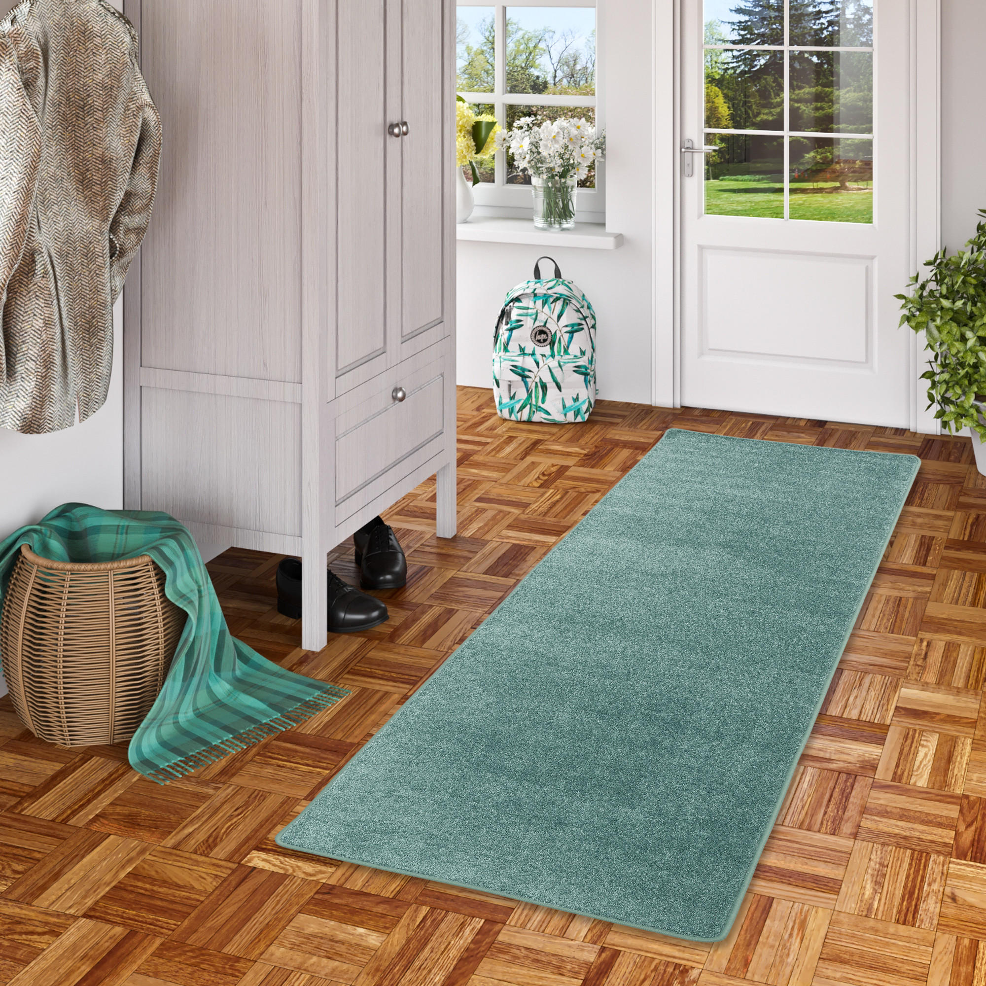 HOCHFLOR VELOURS LÄUFER TEPPICH LUNA - Mintgrün, Textil (100/200cm) - Snapstyle
