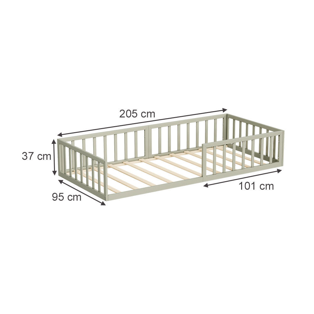 BODENBETT AUS METALL Minno Greige 205 x 95 cm ohne Matratze - Greige, Metall - VitaliSpa
