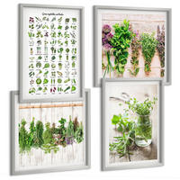 BILDER SET 4er Set - 50x50 cm & 40x60 cm Silberner Rahmen - Getrocknete Kräuter für die Küche - Silberfarben, Kunststoff (50/50cm) - TULUP