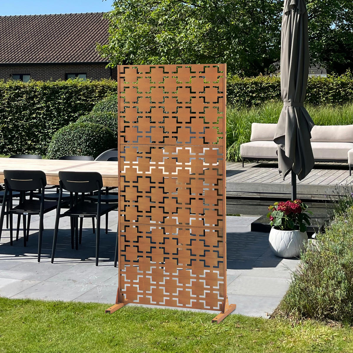TRENNWAND Basciano - Rostfarben, Metall (90/180/40cm) - casa.pro