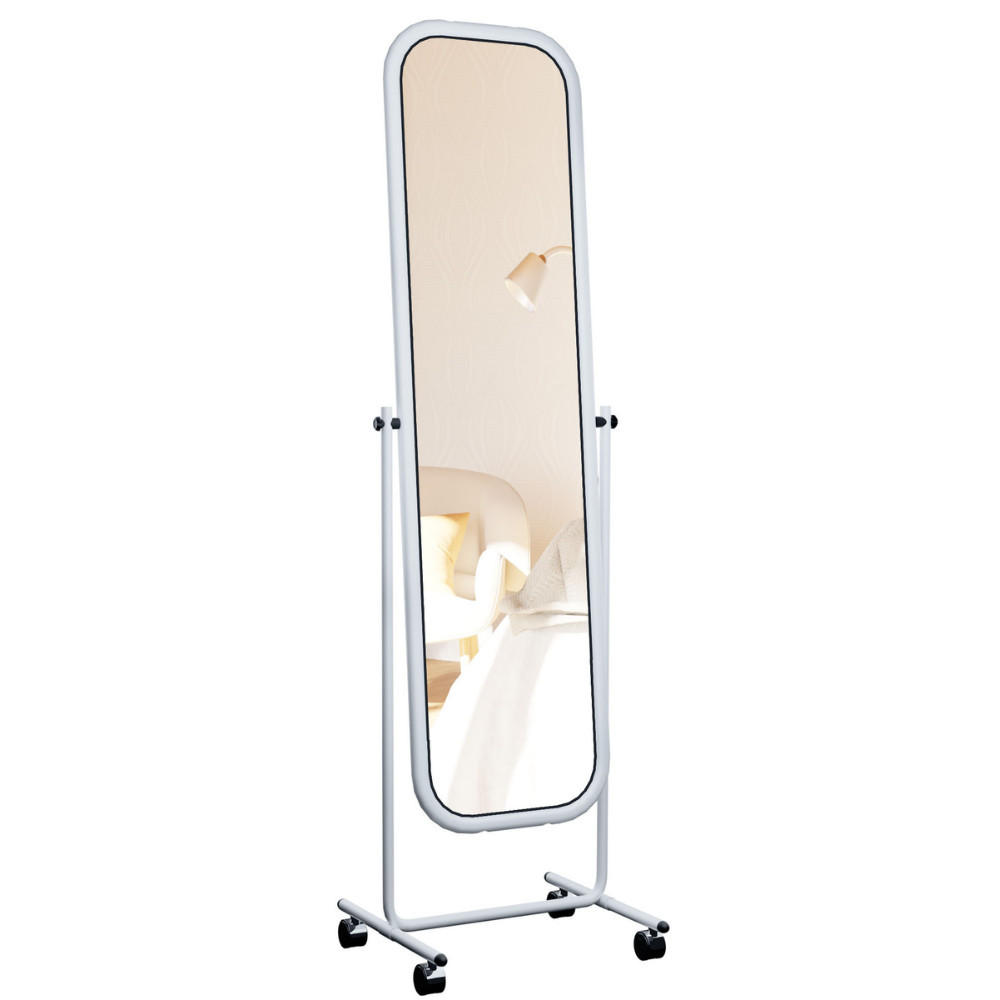 STANDSPIEGEL Triest Metall Weiß Mobiler Ganzkörperspiegel - Weiß, Metall (48/166/45cm) - DELUKE