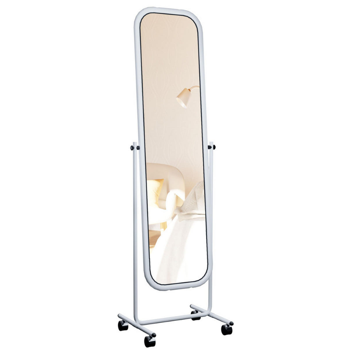 STANDSPIEGEL Triest Metall Weiß Mobiler Ganzkörperspiegel - Weiß, Metall (48/166/45cm) - DELUKE