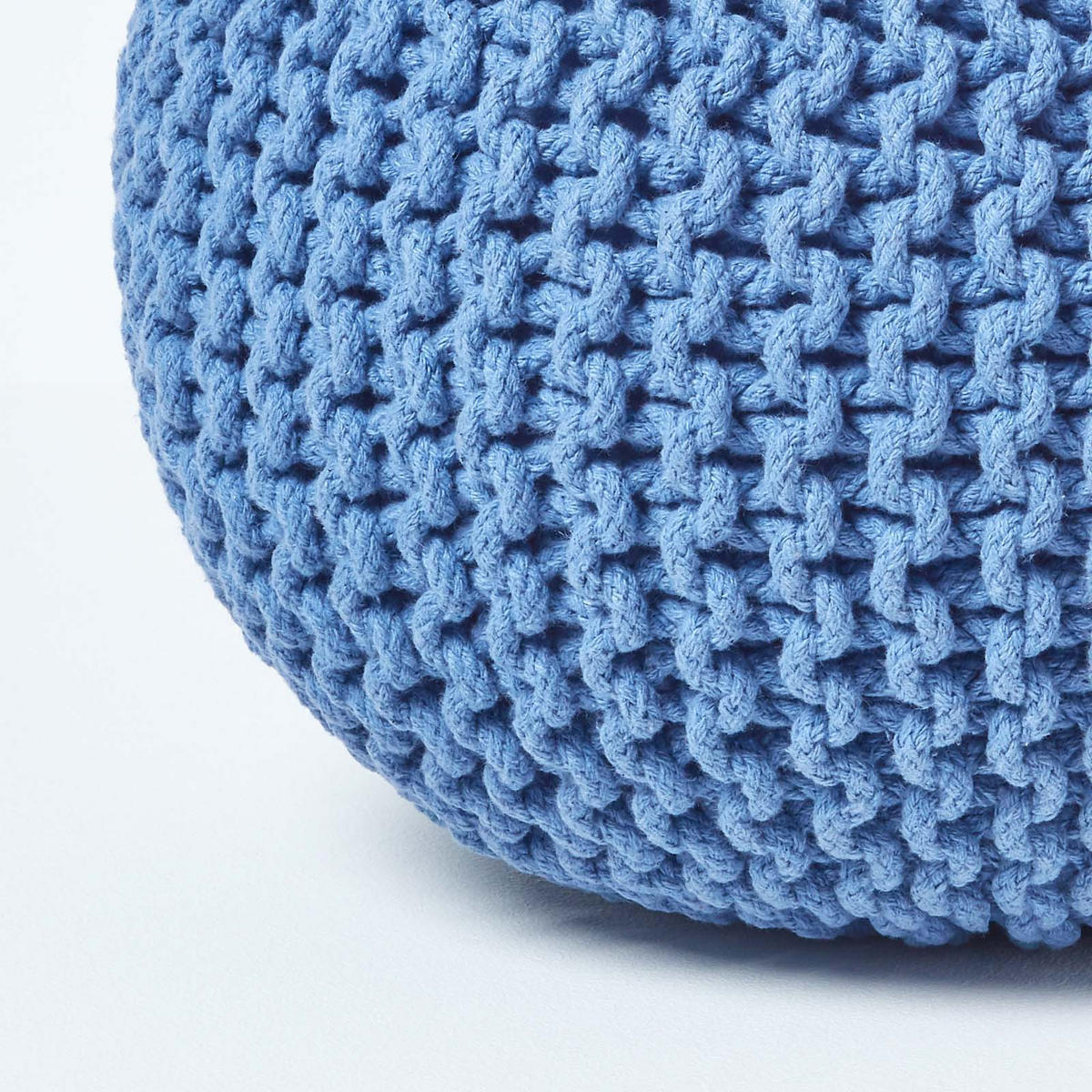 STRICK-POUF blau, 40/40/35 cm - Blau, Textil (40/35/40cm) - Homescapes