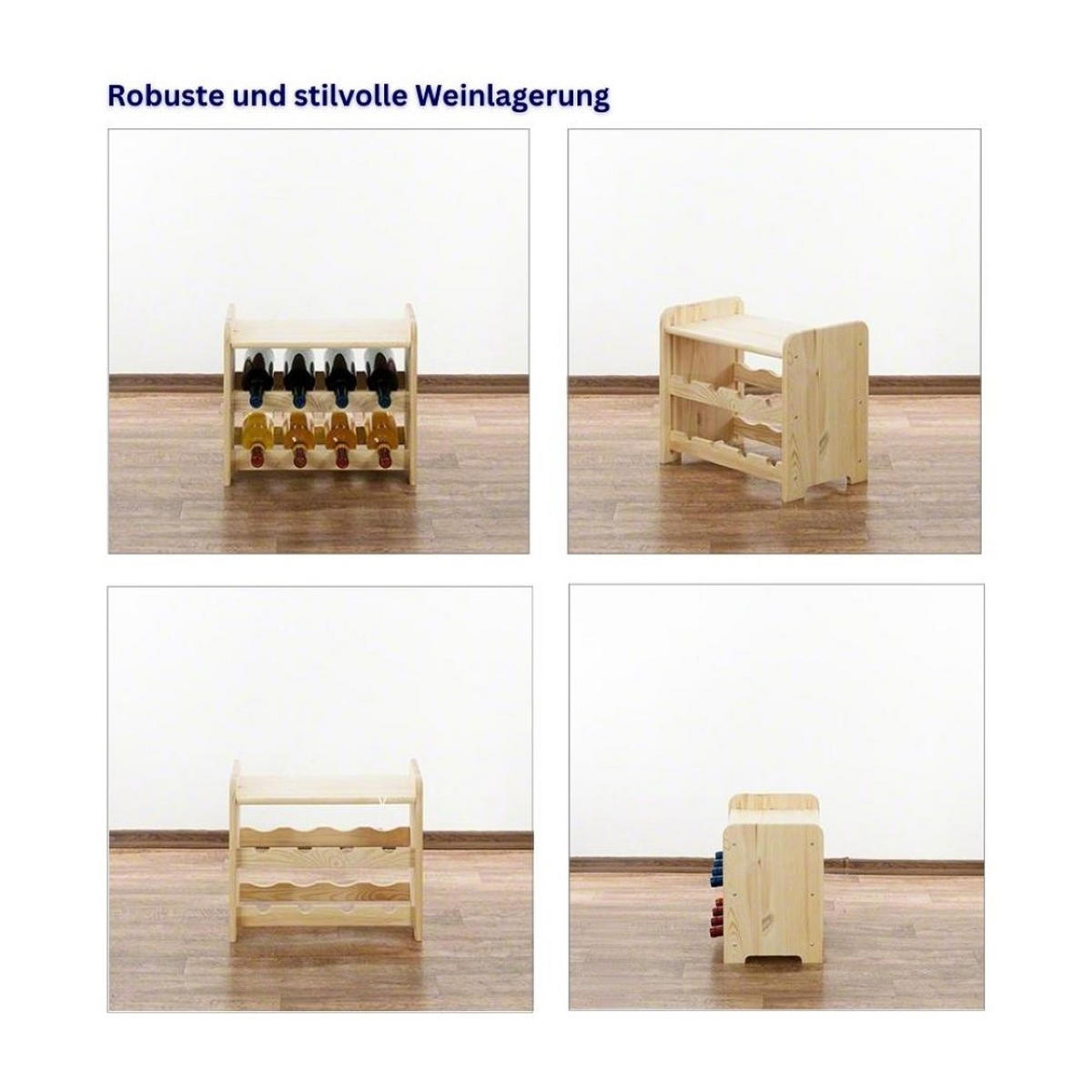 WEINREGAL Pinotwine C 36x44x26,5 cm 8 Flaschen Massives Kiefernholz Natur Unbehandelt - Naturfarben, Holz (44/36/26.5cm) - PROREGAL