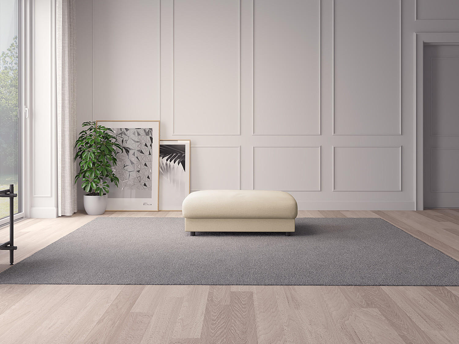 POLSTERHOCKER - Beige/Schwarz, Textil (107/41/77cm) - home24