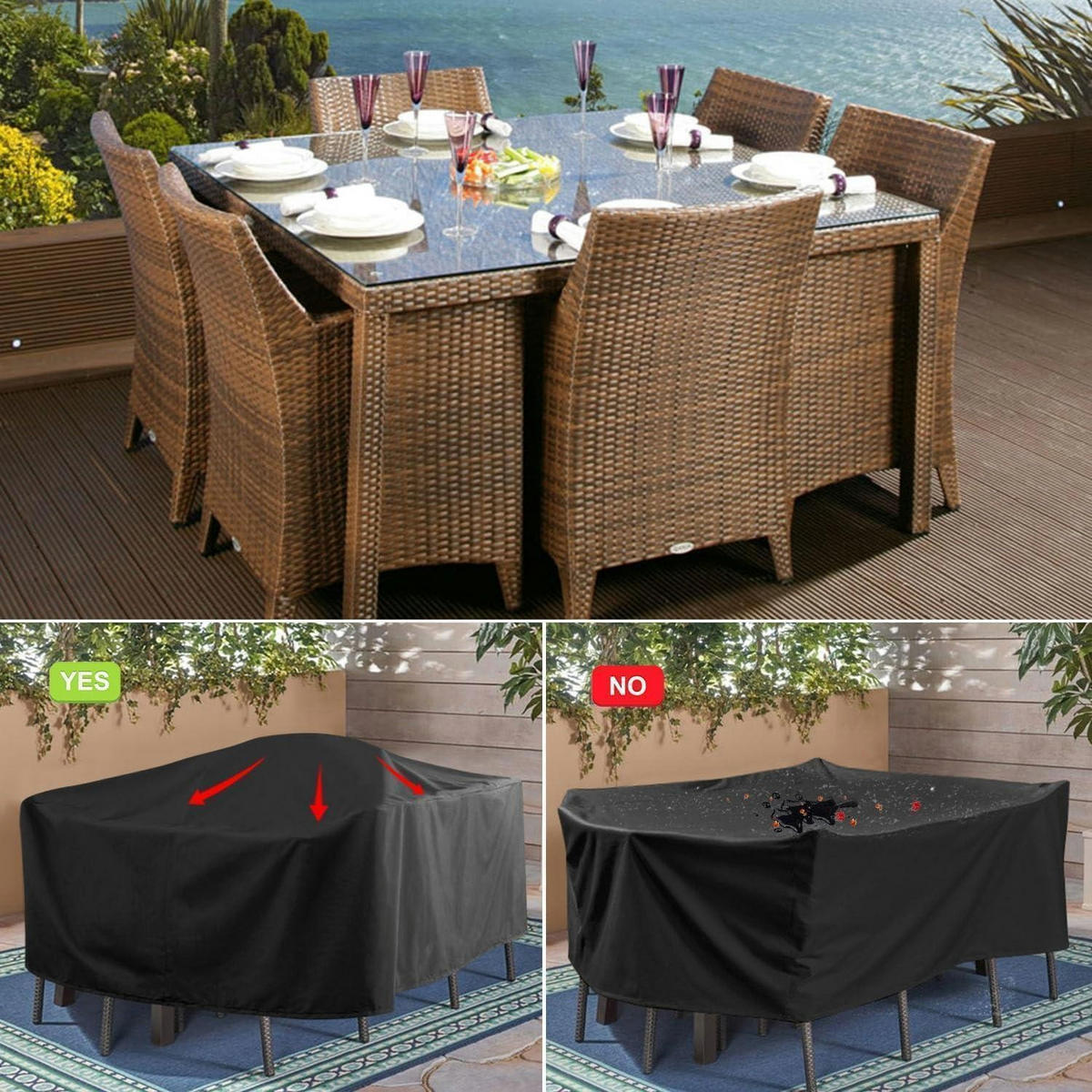 GARTENMÖBEL Abdeckung für Loungesofa, wasserdicht - Schwarz, Textil (200/90/200cm)