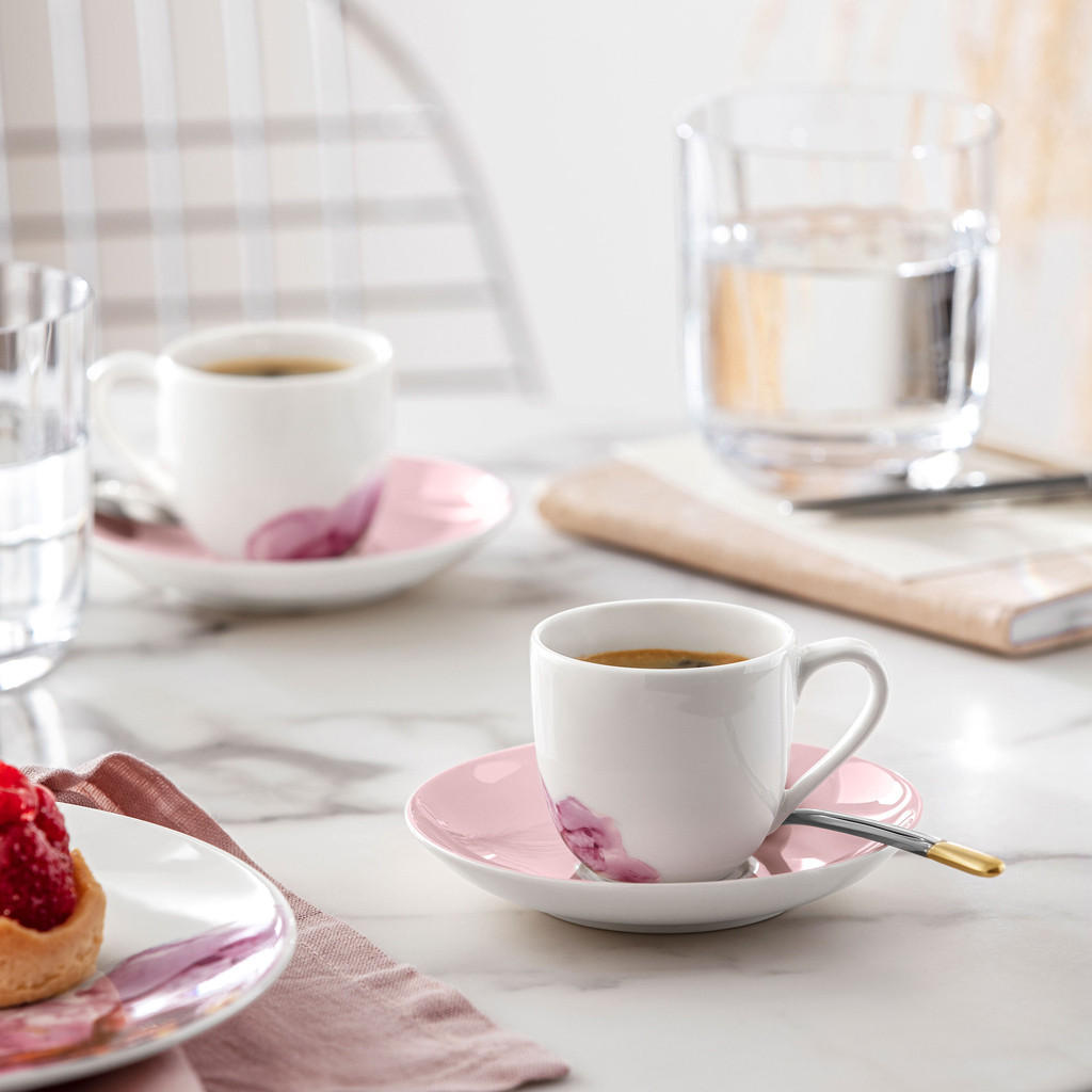 ESPRESSOTASSE MIT UNTERTASSE Rose Garden rosa 70 ml - Rosa, Keramik (11.7/7.7/11.7cm) - Villeroy & Boch