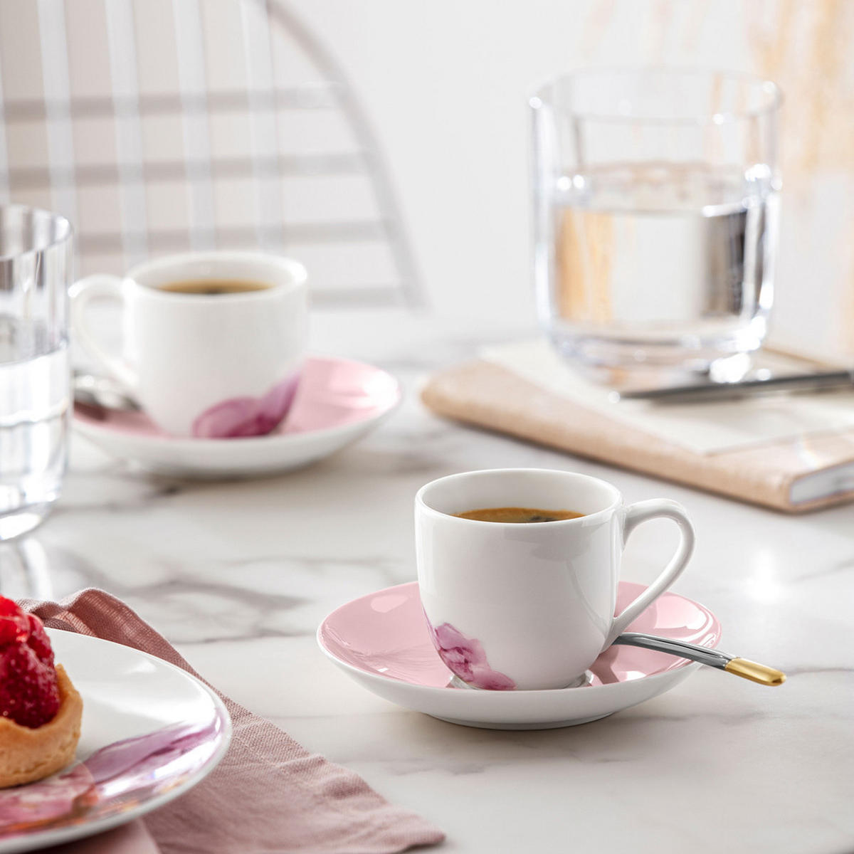 ESPRESSOTASSEN MIT UNTERTASSEN Rose Garden rosa 70 ml 6er Set - Rosa, Keramik (11.7/7.7/11.7cm) - Villeroy & Boch