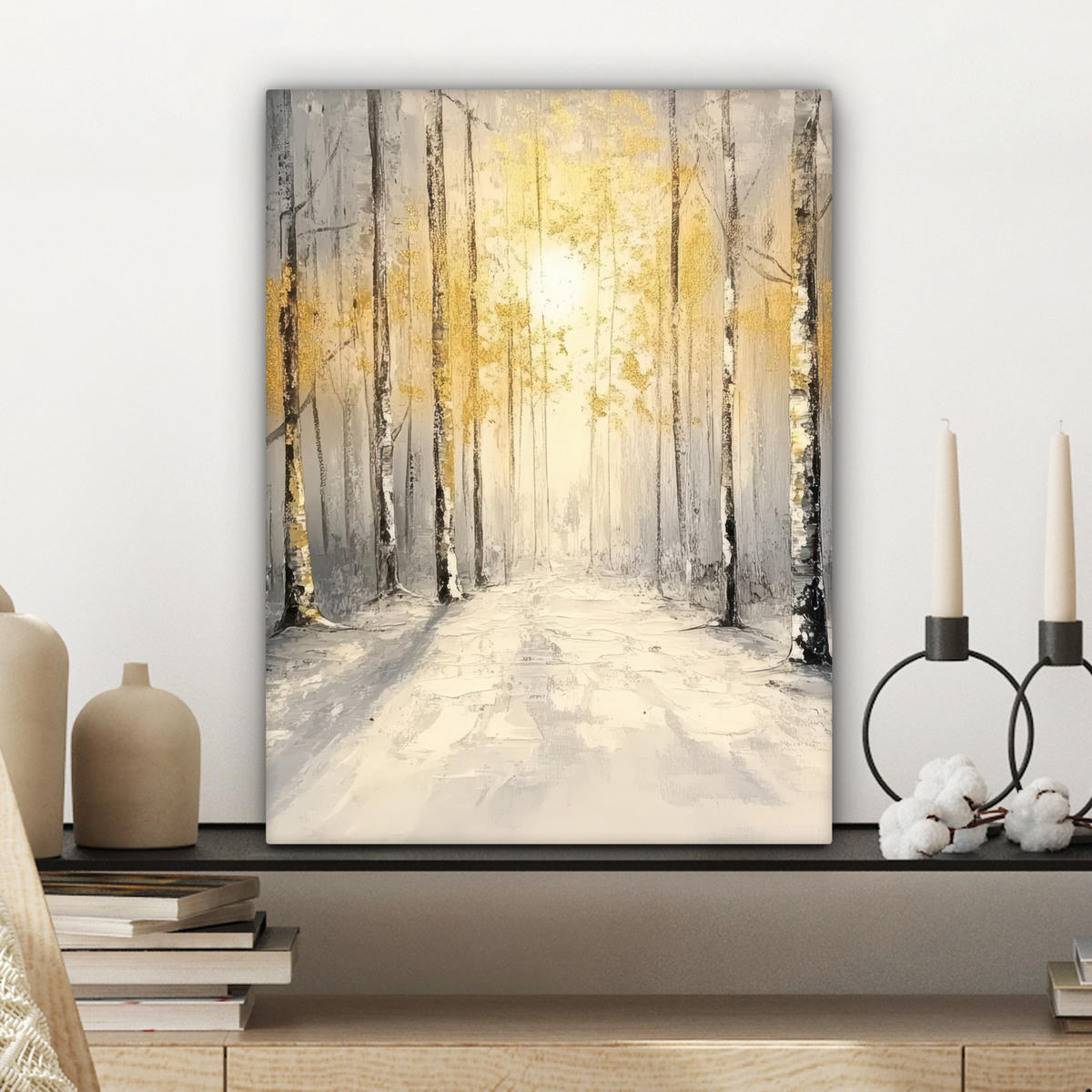 LEINWANDBILD Winter - Abstrakt - Schnee - Natur - Sonne Room Decor 30x40 cm - Grau, Textil (30/40cm) - MuchoWow